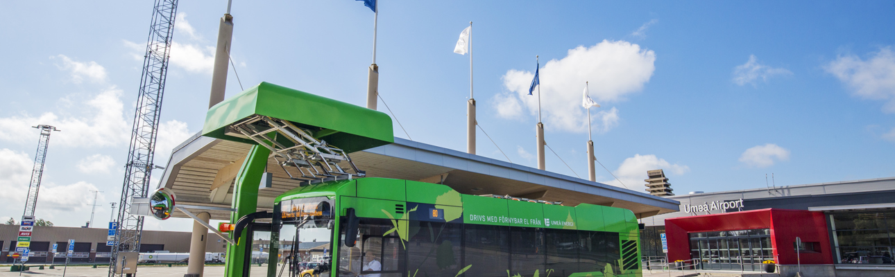 A bus in front of Umeå Airport