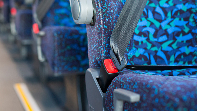 Bus seats with safety belt