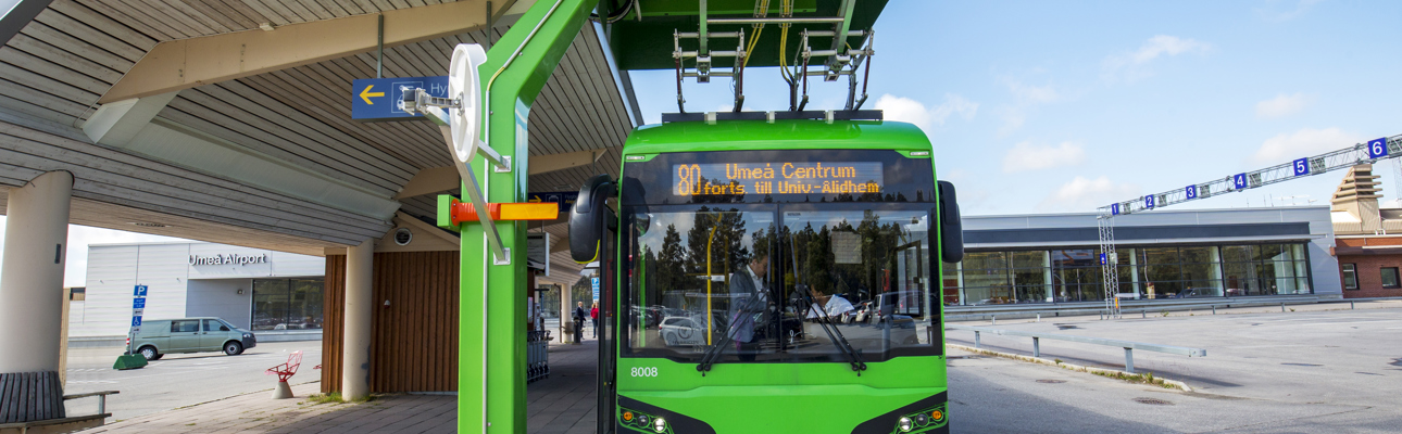 A bus in front of Umeå Airport