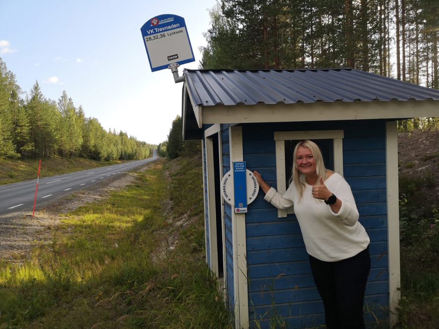 Reflective device at a bus stop
