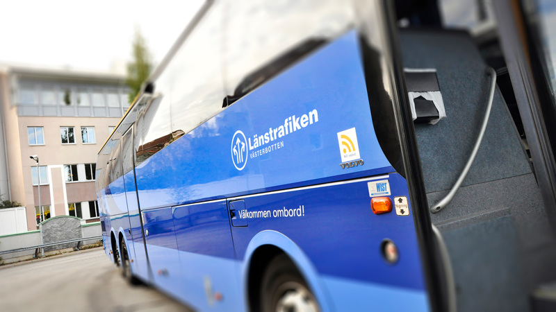 Länstrafiken Västerbotten's logo on a bus