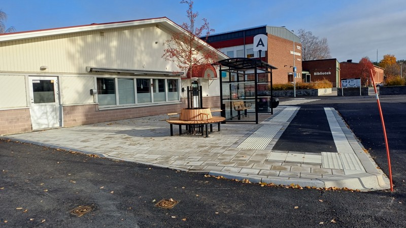 Outside of Boliden bus station after renovation