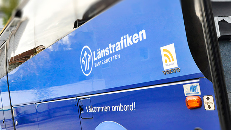 Länstrafiken Västerbotten's logo on a bus